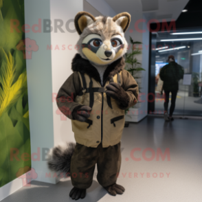 nan Civet mascot costume character dressed with a Parka and Earrings