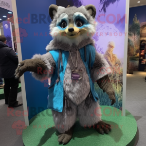 nan Civet mascot costume character dressed with a Parka and Earrings