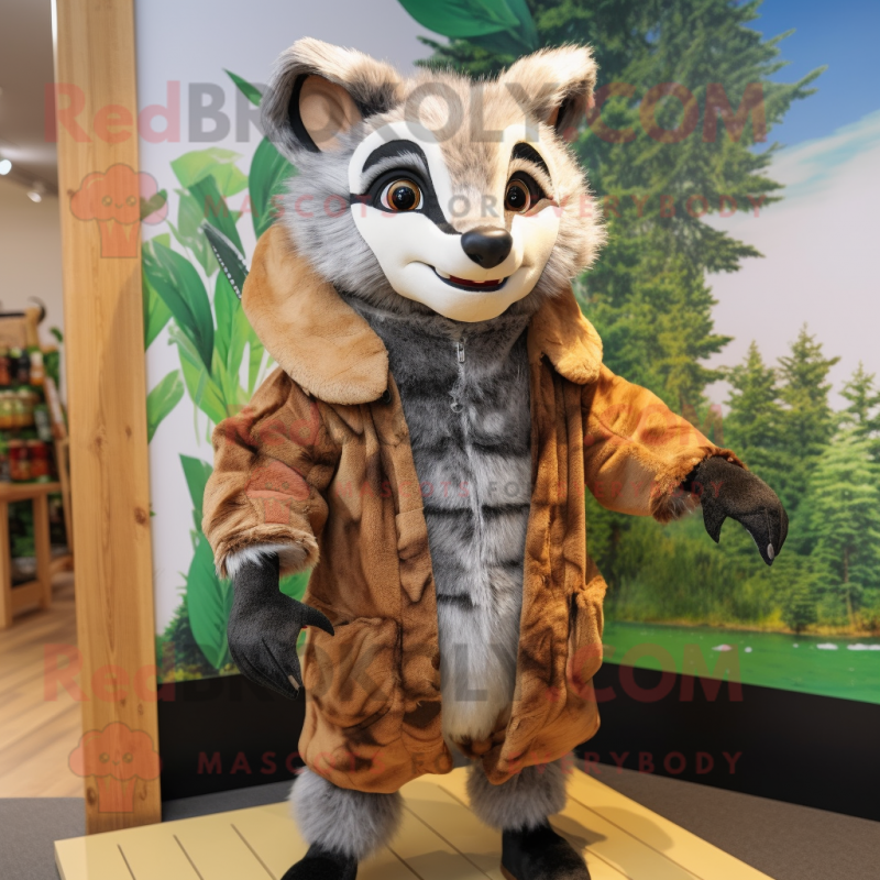 nan Civet mascot costume character dressed with a Parka and Earrings nan Civet mascot costume character dressed with a Parka and Earrings
