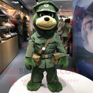 Green Navy Seal mascot costume character dressed with a Coat and Keychains