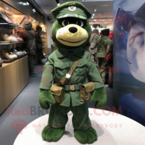 Green Navy Seal mascot costume character dressed with a Coat and Keychains