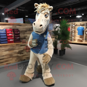 Beige Quagga maskot kostym...