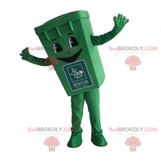 Mascota de basura verde, disfraz de contenedor de basura -