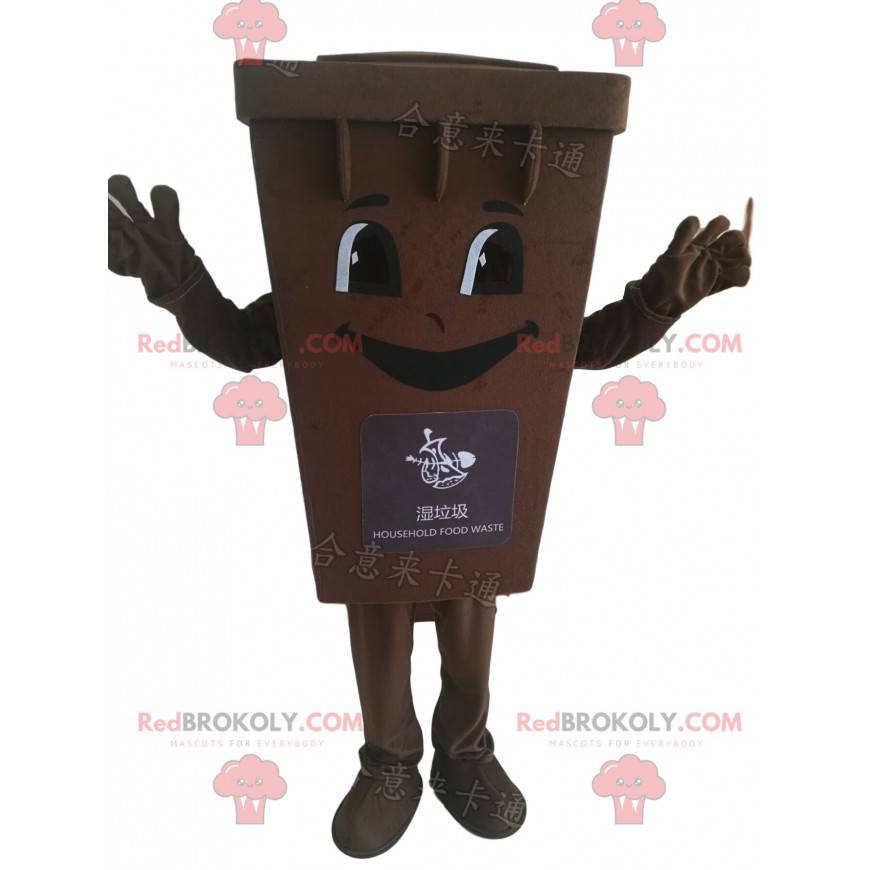 Brun skraldespand maskot kostume dumpster - Redbrokoly.com