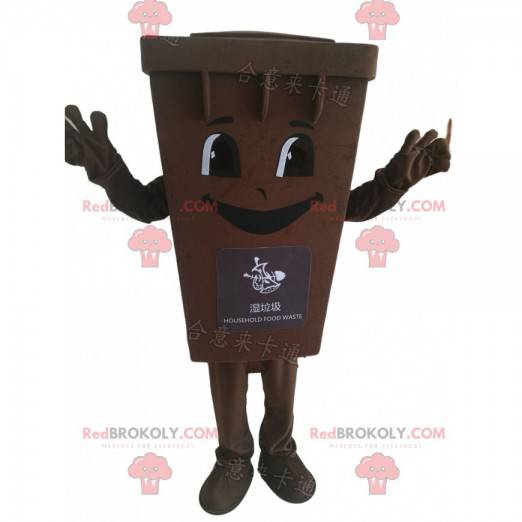 Brown trash mascot costume dumpster - Redbrokoly.com