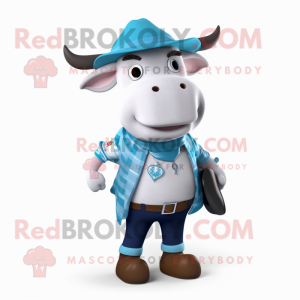 Cyan Hereford Cow maskot...