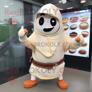 Cream Shakshuka mascot costume character dressed with a Hoodie and Belts