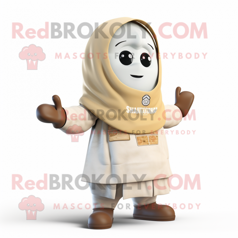 Cream Shakshuka mascot costume character dressed with a Hoodie and Belts