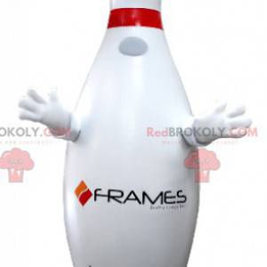 Reusachtige witte en rode bowlingmascotte - Redbrokoly.com