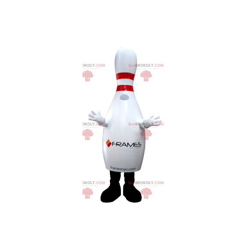 Obří bílý a červený bowling maskot - Redbrokoly.com