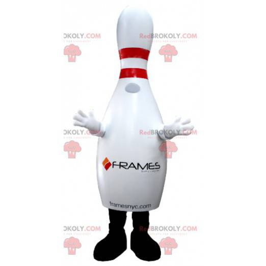 Reusachtige witte en rode bowlingmascotte - Redbrokoly.com