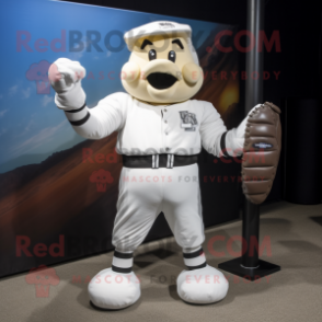 White Boxing Glove mascot costume character dressed with a Baseball Tee and Anklets