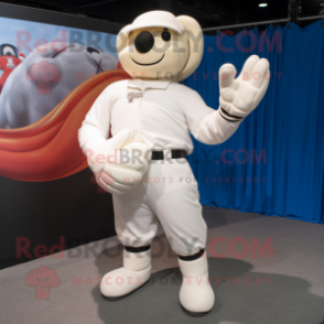 White Boxing Glove mascot costume character dressed with a Baseball Tee and Anklets