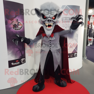 Gray Vampire mascot costume character dressed with a Dress and Cufflinks