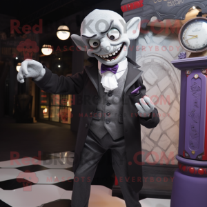 Gray Vampire mascot costume character dressed with a Dress and Cufflinks