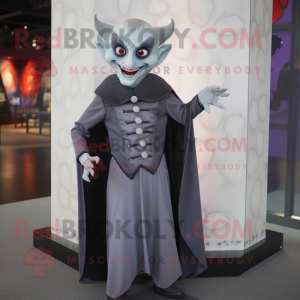 Gray Vampire mascot costume character dressed with a Dress and Cufflinks