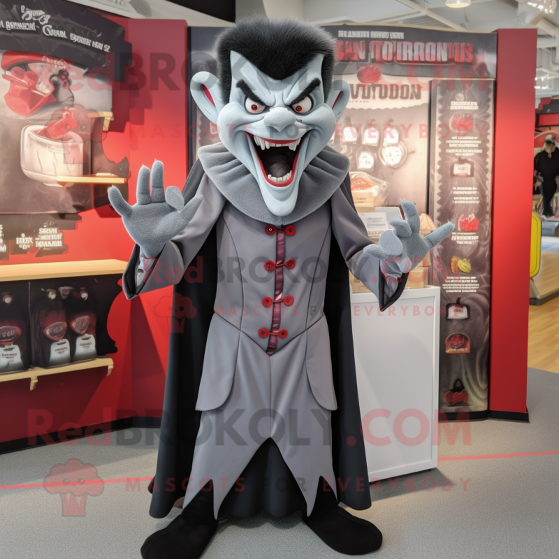 Gray Vampire mascot costume character dressed with a Dress and Cufflinks