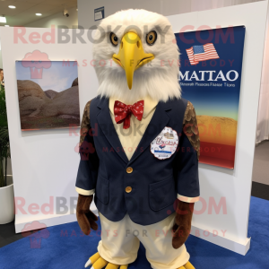 nan Bald Eagle mascot costume character dressed with a Romper and Pocket squares