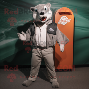 Silver Salmon mascot costume character dressed with a Trousers and Wallets