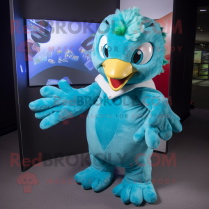 Cyan Eagle maskot kostume...