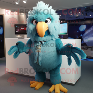 Cyan Eagle maskot kostume...