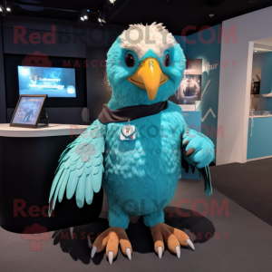 Cyan Eagle maskot kostym...