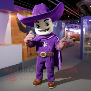 Lilla Cowboy maskot kostume...