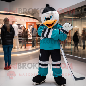 Blågrøn ishockeystav maskot...