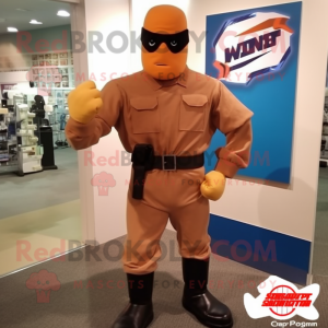 Rust Gi Joe mascot costume character dressed with a Button-Up Shirt and Shoe clips