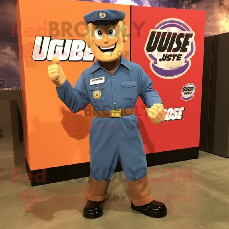 Rust Gi Joe mascot costume character dressed with a Button-Up Shirt and Shoe clips