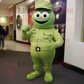 Olive Wrist Watch mascot costume character dressed with a Romper and Digital watches