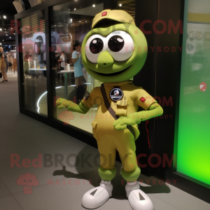 Olive Wrist Watch mascot costume character dressed with a Romper and Digital watches