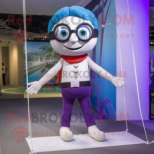 nan Tightrope Walker mascot costume character dressed with a Yoga Pants and Reading glasses