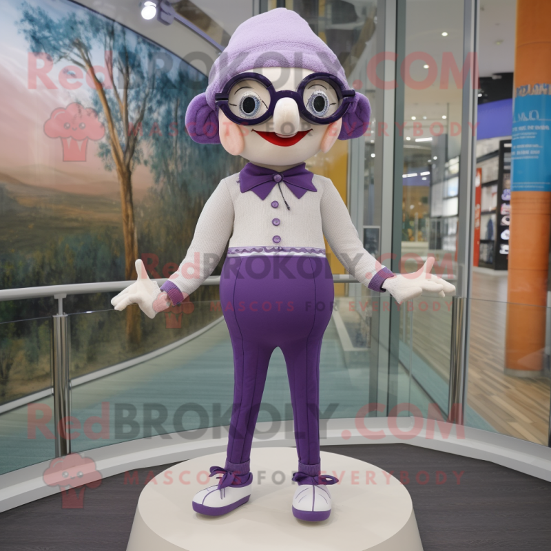 nan Tightrope Walker mascot costume character dressed with a Yoga Pants and Reading glasses