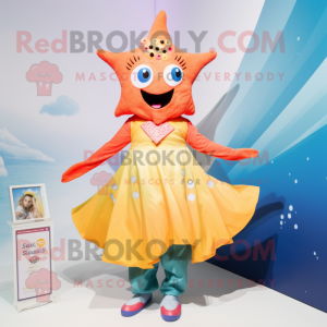 nan Starfish mascot costume character dressed with a Dress and Anklets
