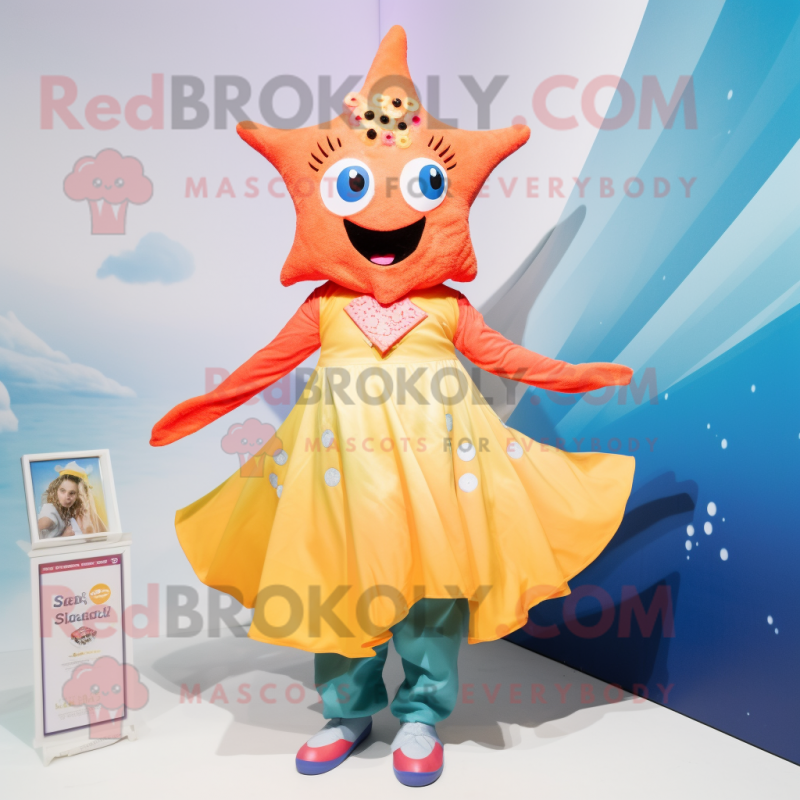 nan Starfish mascot costume character dressed with a Dress and Anklets nan Starfish mascot costume character dressed with a Dress and Anklets