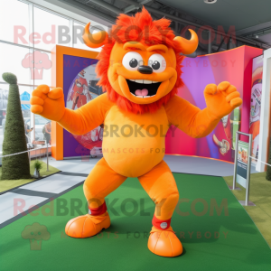 Orange Demon maskot drakt...