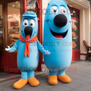 Sky Blue Hot Dogs mascotte...