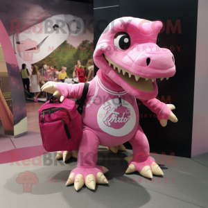 Pink Tyrannosaurus maskot...