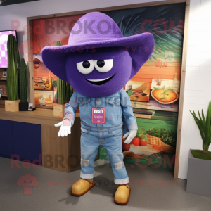 Lavender Fajitas mascot costume character dressed with a Bootcut Jeans and Keychains