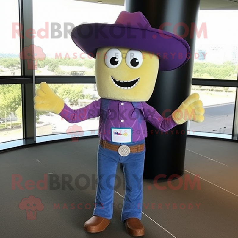 Lavender Fajitas mascot costume character dressed with a Bootcut Jeans and Keychains Lavender Fajitas mascot costume character dressed with a Bootcut Jeans and Keychains