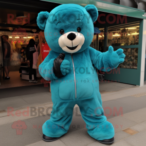 Postava maskota Teal Teddy...