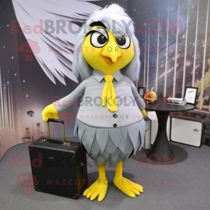 Silver Canary maskot kostym...