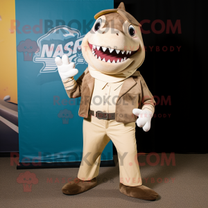 Tan Shark maskot kostume...