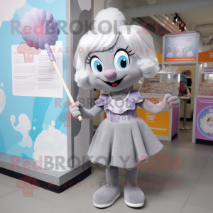 Gray Candy mascot costume character dressed with a A-Line Skirt and Anklets