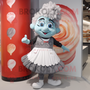 Gray Candy mascot costume character dressed with a A-Line Skirt and Anklets