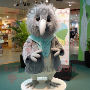 Grå Kiwi maskot drakt figur...