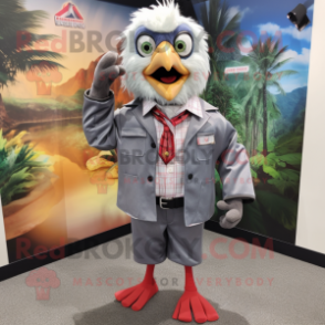 Gray Hens mascot costume character dressed with a Bermuda Shorts and Pocket squares