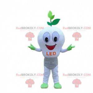 Hvid LED-pære maskot, økologisk kostume - Redbrokoly.com