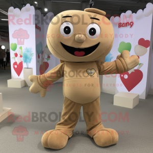 Tan Love Letter mascot costume character dressed with a Jumpsuit and Anklets